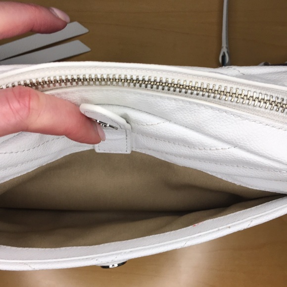 Rebecca Minkoff Edie Quilted Chevron Crossbody Camera Bag Purse Bright White - Picture 8 of 12